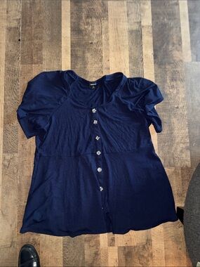 Torrid Blue Ribbed Button-Front Peplum Top Size 4X Plus Size Cute Casual